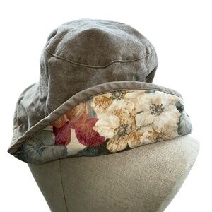 Shabby Chic Vintage still life fruit reversible khaki gardening sun floppy hat